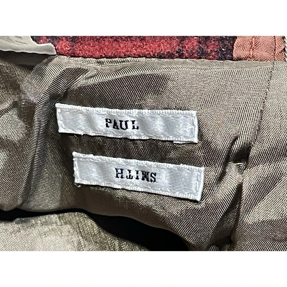 Paul Smith Red Ear Wool Plaid Field Jacket Blazer Men XL Red Black Buffalo Check